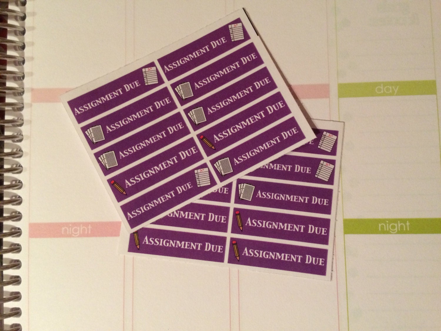 Assignment Due school stickers for Erin Condren by SewCraftySarah