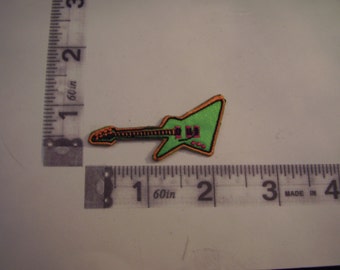 Green electric guitar iron on patch