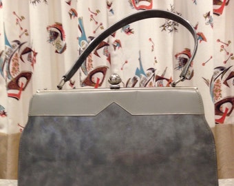 Vintage 1950s Handbag, Grey & Silver