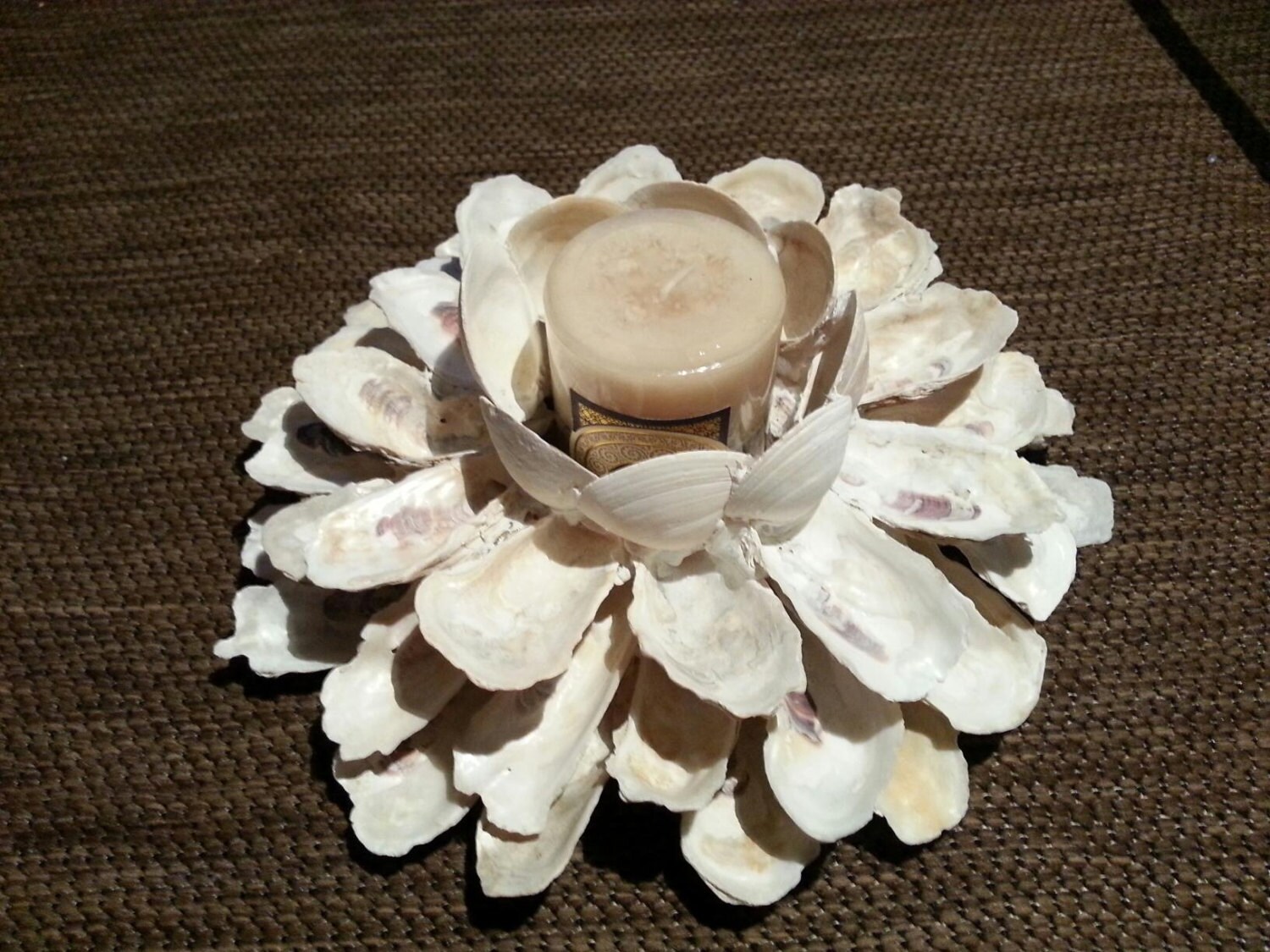 Handmade OYSTER and CLAM shell candle holder and by WoodenWaterLLC
