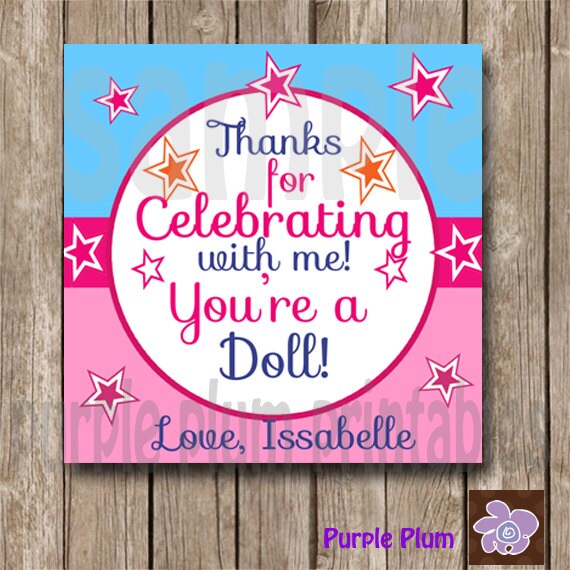 Personalized American Girl Party Favor by PurplePlumPrintables