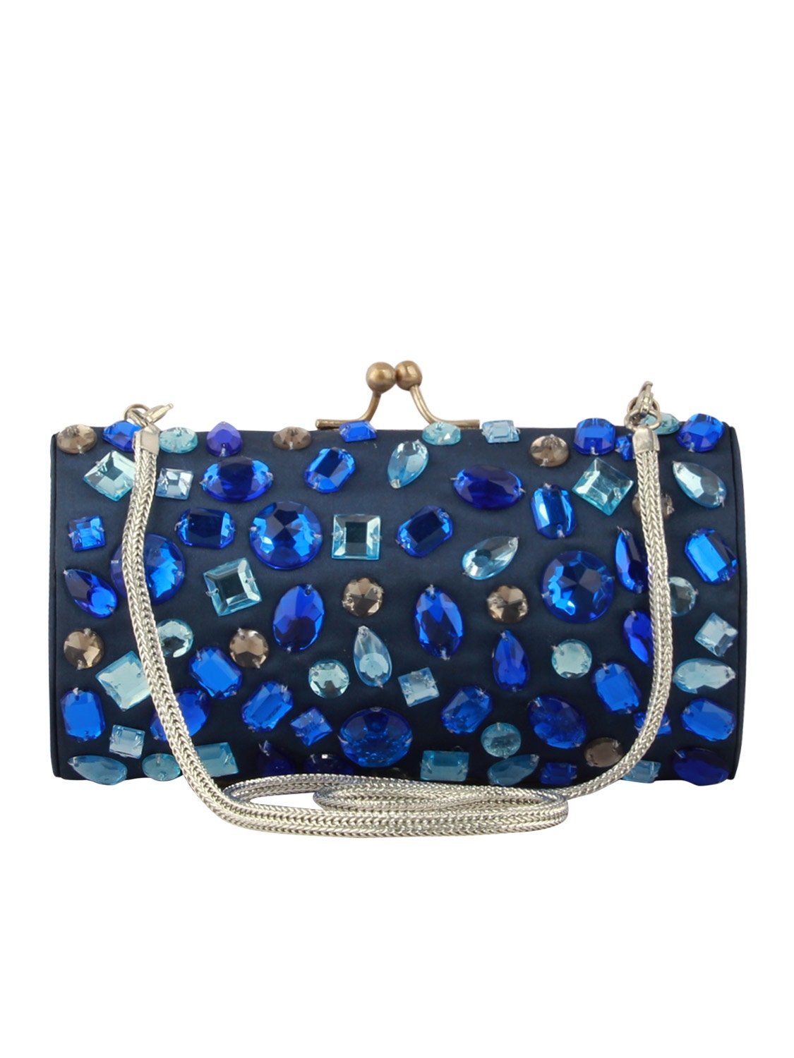 Blue Beaded Bag Blue Evening Bag Blue Clasp Purse Blue