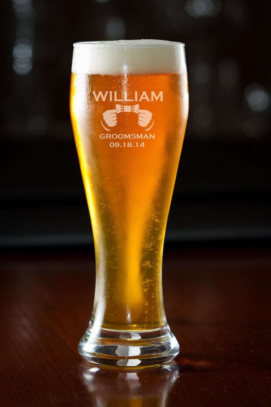 Beer Glass Groomsmen Gift 4 Custom Beer Glasses
