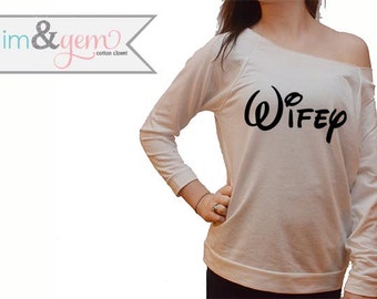 Mickey Mouse, Disney "Wifey" Shirt // Disney Apparel // Disney Wedding Gift // Disney Bride // Disney Mickey Head Shirt // Disney Bridal