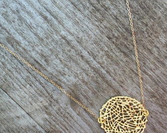 35% OFF!! Unique Gold Circle Necklace- Dainty Necklace-Petite Necklace-Vintage Inspired Necklace -Gold Necklace-Simple Necklace