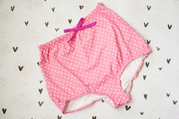 Hot pink polka dot print panties / Sample by ThreeSoulsLingerie
