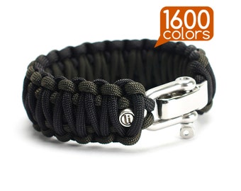 Custom paracord bracelet - Custom paracord survival bracelet «King Cobra» with real stainless steel buckle. 1600 colors!