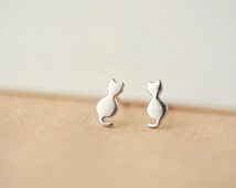 Orecchini Gatto in Argento 925 Placcato Oro Rosa