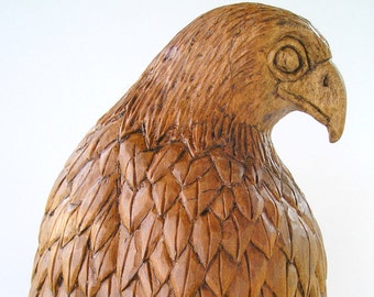 Falcon Wood carving, Handmade Woodcarving, 15,7 x 4,7 x 4,7 in.