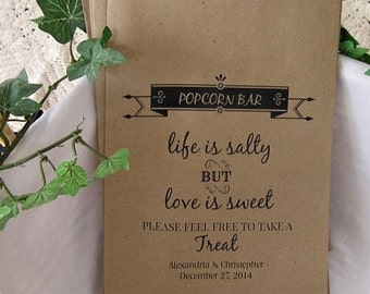 Wedding Popcorn Bar Bags - Popcorn Bags - Popcorn Bar - Rustic Wedding - country wedding BUFFET-031