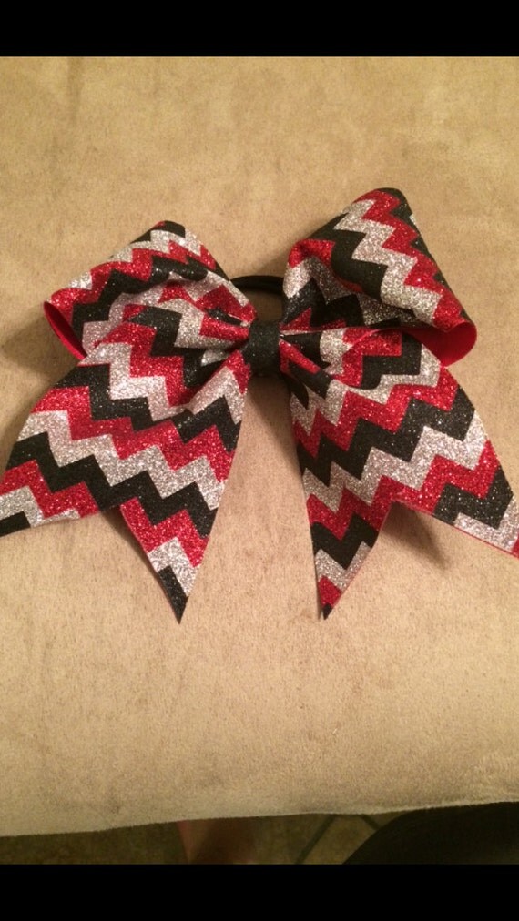 3 inch Grosgrain Ribbon Bow with Glitter Flake Chevron Coverage