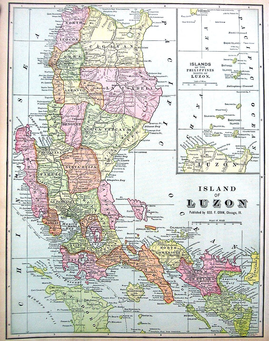 Map of the Island of Luzon Map of the Philippines 1901