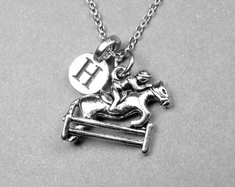 Equestrian Necklace, Horse Necklace, Horseback riding, personalized jewelry, initial necklace, personalized gift, monogram letter