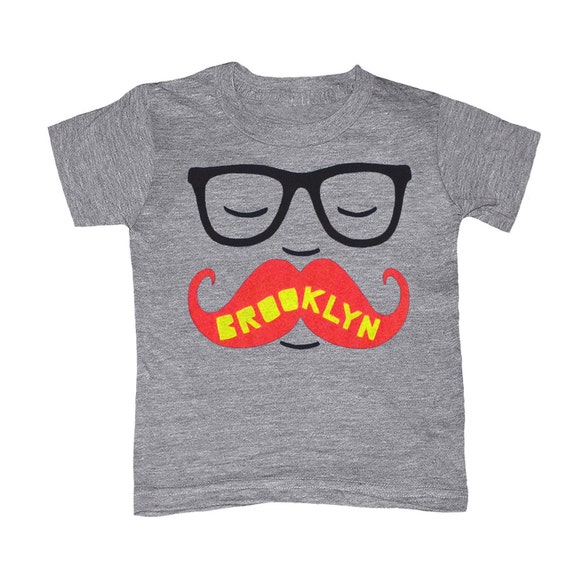 KIDS Brooklyn Mustache Tshirt Boy Girl Toddler Youth