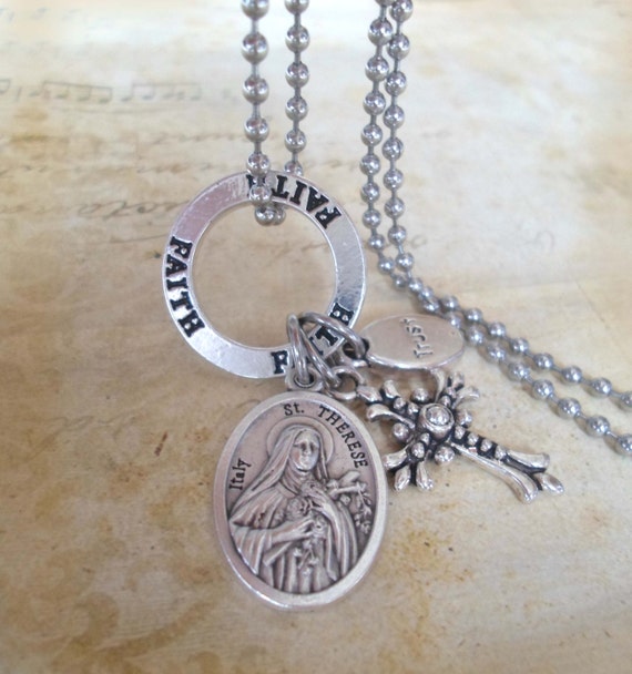 St. Therese of Lisieux Charm Necklace The Little by MarysPrayers