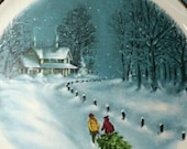 Wedgwood for Avon Bringing Home The Tree Christmas Collector's Plate from 1976