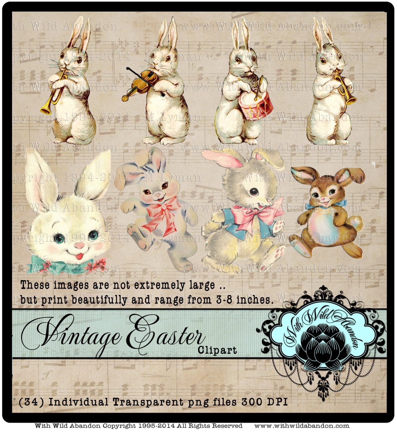 Vintage Easter Clipart Printable Vintage Easter Bunny Easter