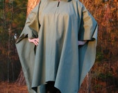 Teal Linen Hooded Cape or Poncho  XL - XXL