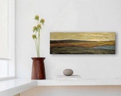 Modern Landscape Painting 4x12 Acrylic on Canvas Fine Art Small Format Art warm rustic colors brown rust beige original art for small space