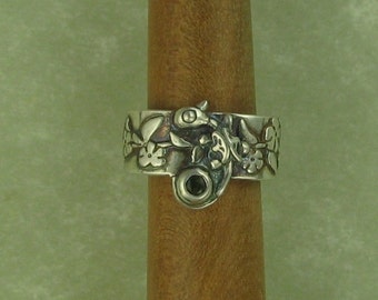 Green sapphire silver fairy dragon ear cuff DTPD PMC