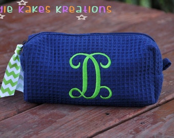 Personalized Waffle Cosmetic Bag with Fancy Initial