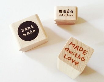 Handmade Rubber Stamps Made With Love Stamp Heart Stamp Wooden Rubber Stamp Handmade Stamps