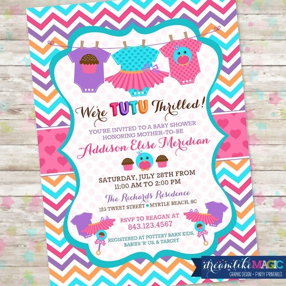 Spring Baby Shower, Chick Baby Shower, Tutu Baby Shower Invite, Cupcakes and Rattles, Printable Invite Design, Printable DIY Invite, Girl Il_570xn