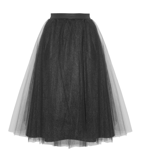 Black tea length tulle skirt / adult tutu bridal by JULfashion
