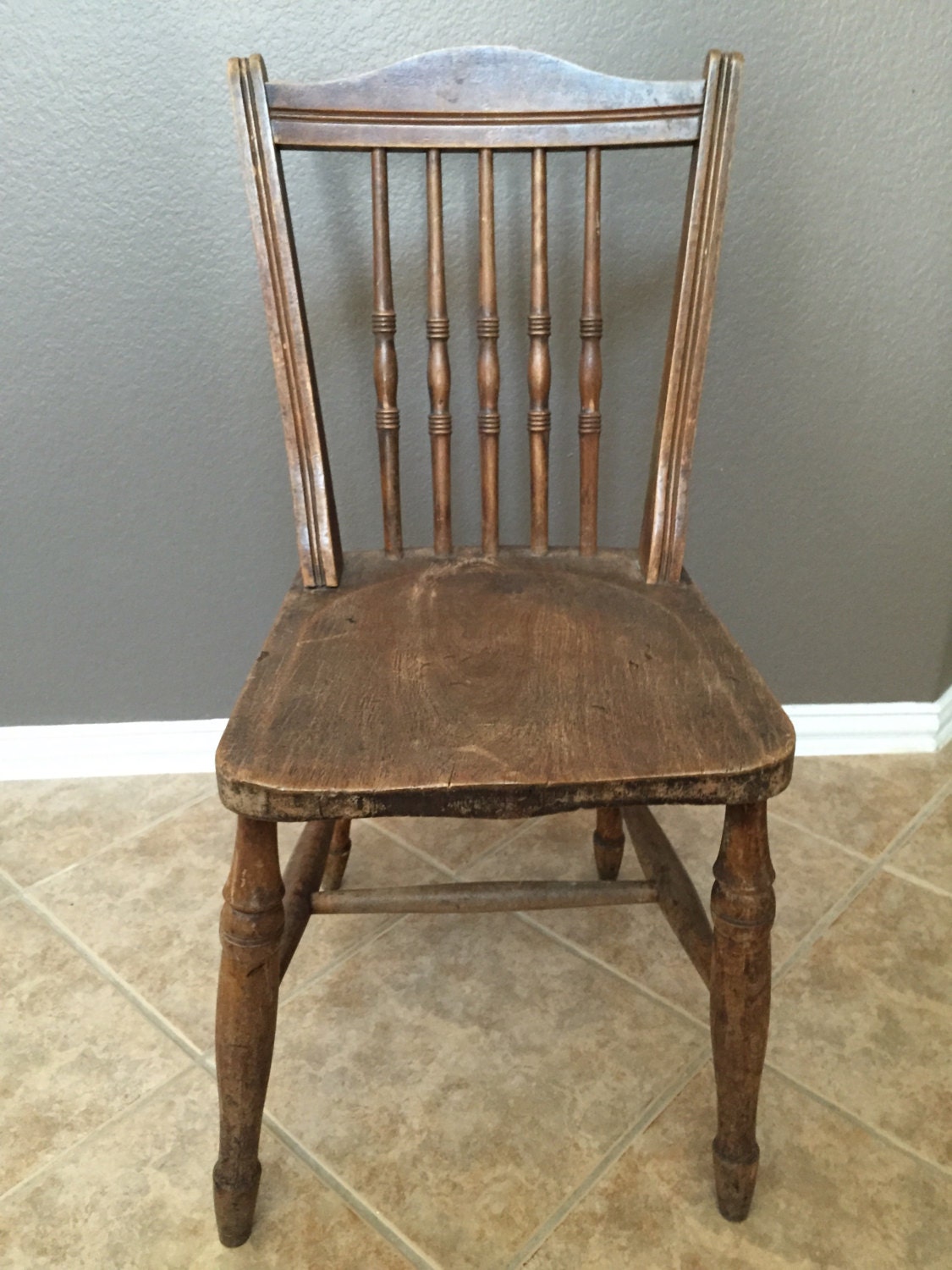 Antique Vintage Old Wooden Spindle Chair. Handcrafted. by clopedi