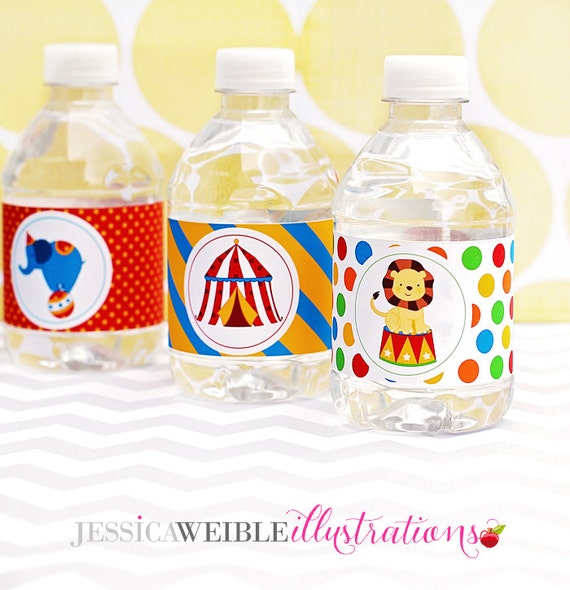 Fun Time Circus Matching Printable Party Water Bottle Labels - Circus Party Printable - Circus Bottle Labels Il_570xn