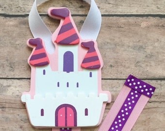 Princess Castle Hair Bow Holder, Pink and Purple Castle Hair Clip Organizer, Hair Bow Holder, Hair Clip Organizer, Hair Bow Storage