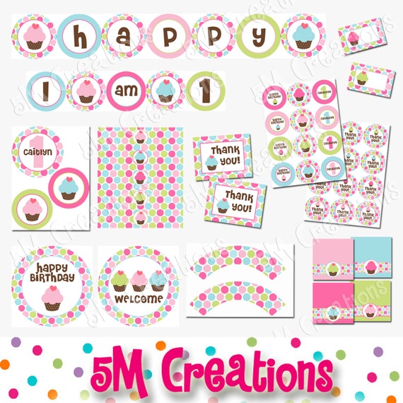 Cupcake Party Package Cupcake Birthday Party Decorations