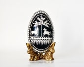 Goose egg, Black and White egg PYSANKA, Ukrainian Easter egg Goose egg, Black and White egg PYSANKA, Ukrainian Easter egg