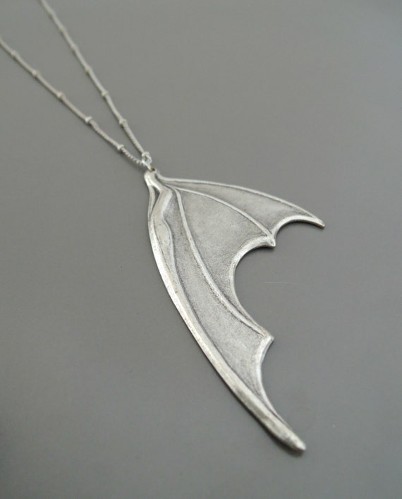 Silver Necklace Bat Wing Necklace Statement Necklace