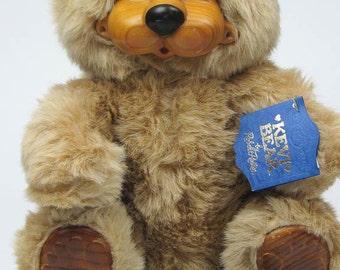 Robert Raikes Collectible Wooden Bear Kevi Signed Limited Edition with Hang Tag and Bear Songs Collectible Bear