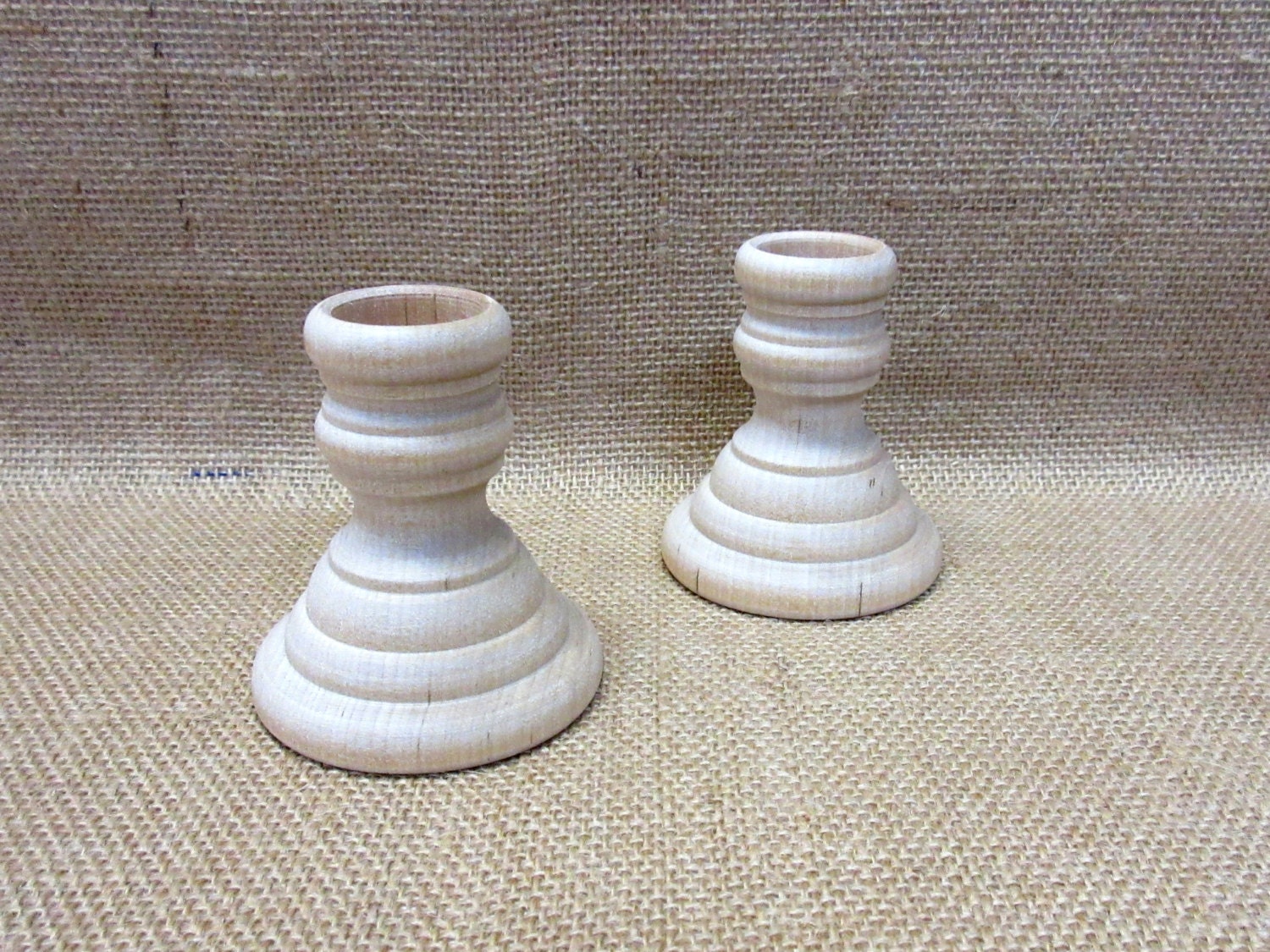 Wood Candlesticks Unfinished 21/4 Inches French Country