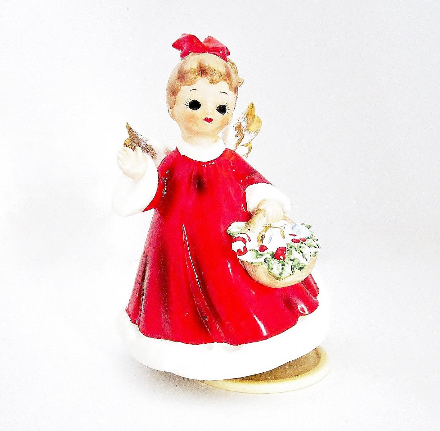 Vintage Josef Musical Figurine Angel Girl December Christmas