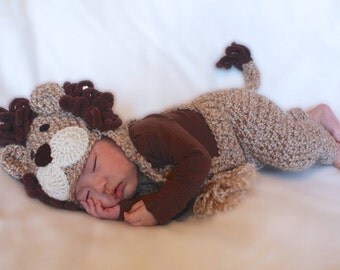 Baby Lion Costume - Baby Costume - Lion Hat and Pants Set - Baby Hat - Halloween Baby Costume Set - by JoJosBootique