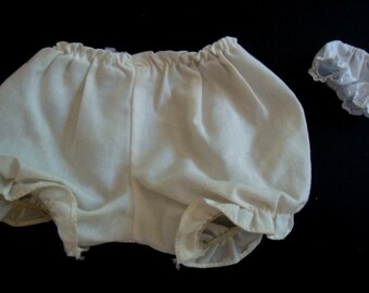 Two Pairs of Vintage Doll Bloomers Off White Ivory Ruffled Bloomers Doll Clothes Miniatures 114