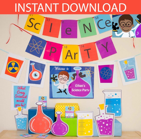 Printable Science Party Decorations | science party decorations props printable kit instant Printable Science Party Decorations | science party decorations props printable kit instant