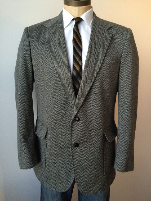 Vintage MENS Haggar herringbone tweed jacket sport coat or