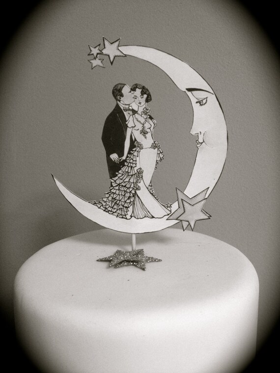 Wedding Cake Topper Moon and Stars Vintage by ...