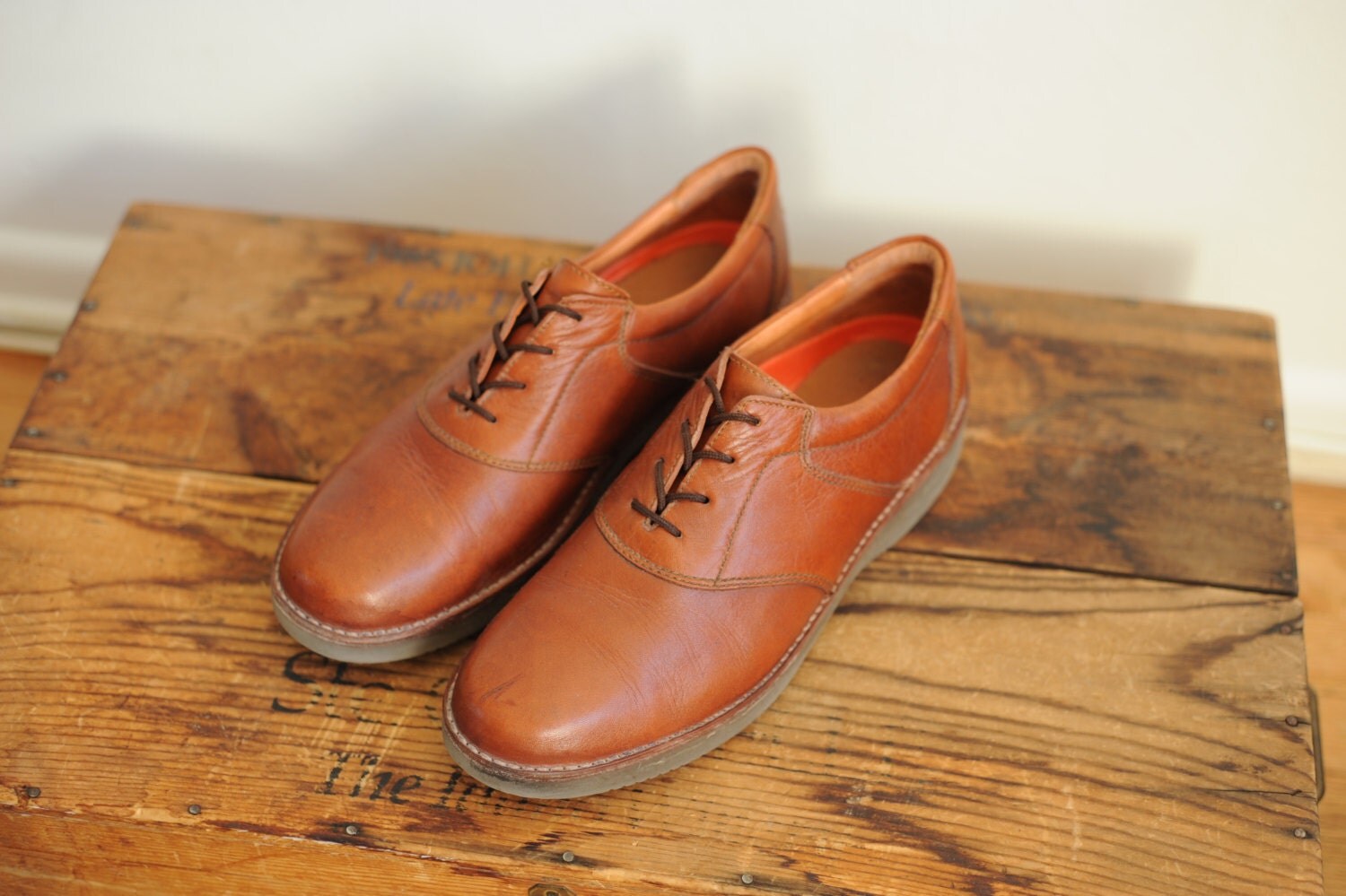 Vintage Rockport Brown Leather Oxford Dress Shoes Mens 10 1/2