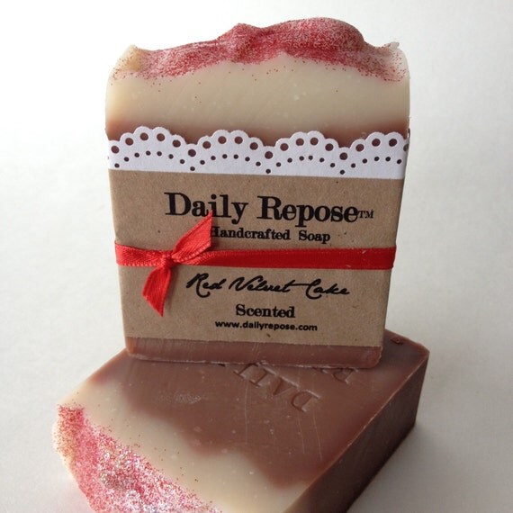 RED VELVET CAKE Soap Handmade Soap Bar Valentine by DailyRepose