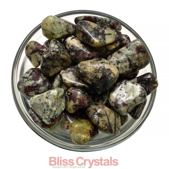 1 One EUDIALYTE 1 Tumbled Stone Green Red Black by BlissCrystals
