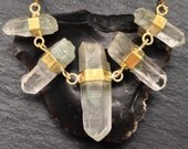 Quintet of Caged Quartz Necklace - Brass