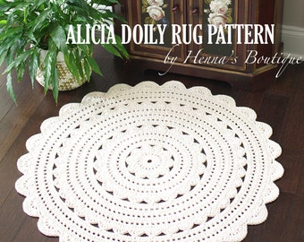 Crochet Doily Rug Pattern - "ALICIA" 35 inch rug - PDF