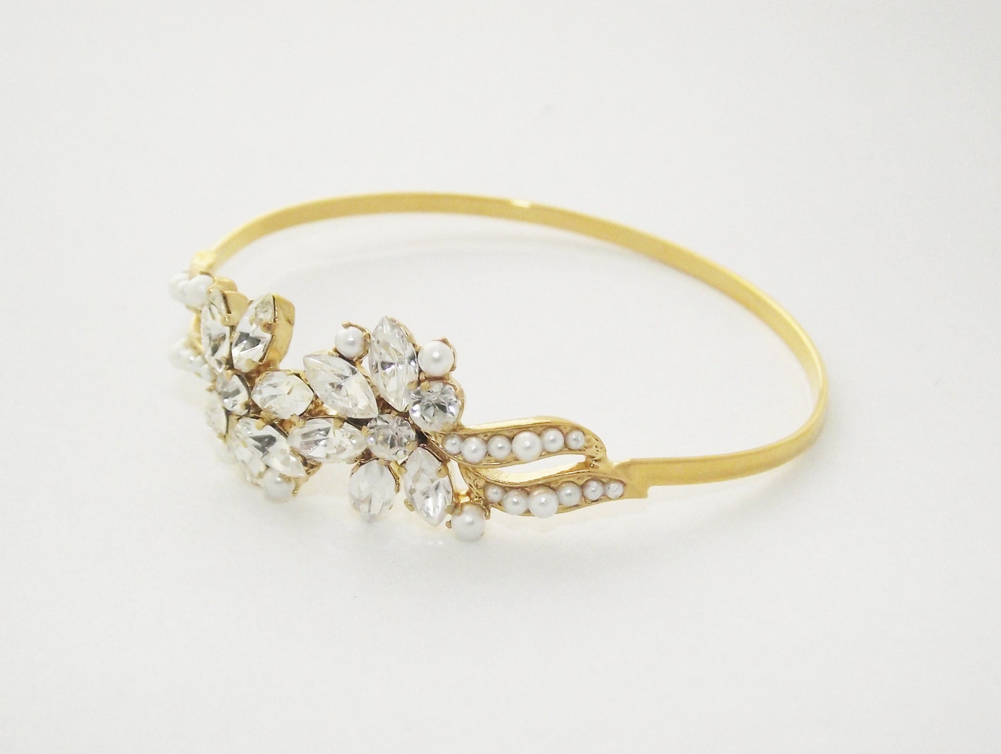 Bridal Crystal Bracelet Wedding jewelry Gold Cuff Bracelet