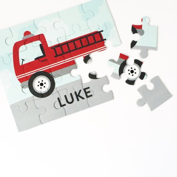 Personalized Puzzle for Boy - Firetruck Puzzle / Fire Engine Puzzle - Personalized Kids Puzzle Il_570xn