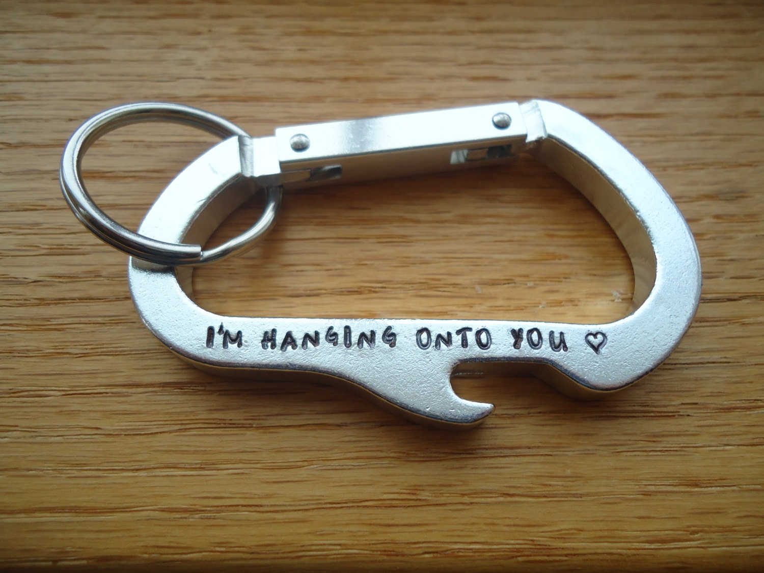 Personalized Large Mens Bottle Opener Carabiner Keychain